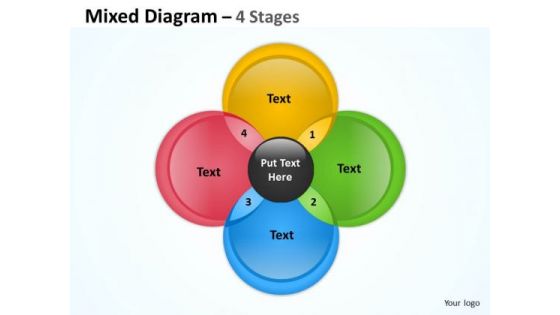 Sales Diagram 4 Staged Circular Mixed Diagram Business Finance Strategy Development