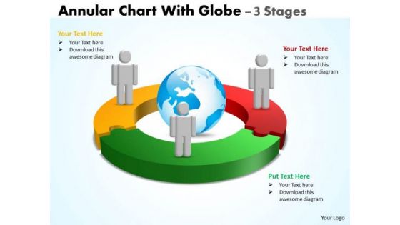 Sales Diagram Annular Chart With Globe 3 Stages Business Framework Model