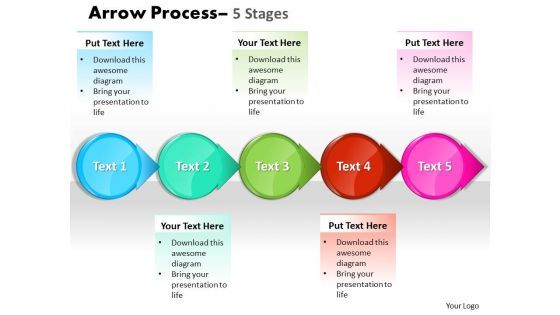 Sales Diagram Circle Arrow 5 Stages Business Diagram