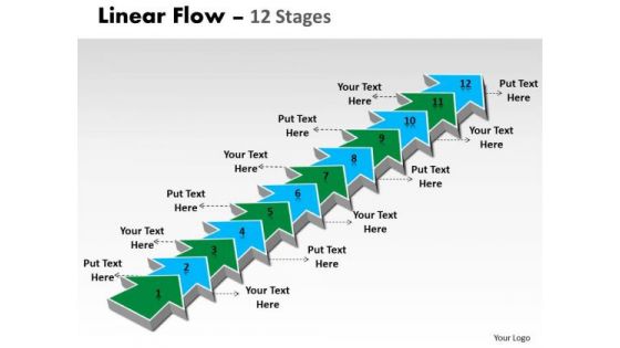 Sales Diagram Linear Flow 12 Stages Business Diagram