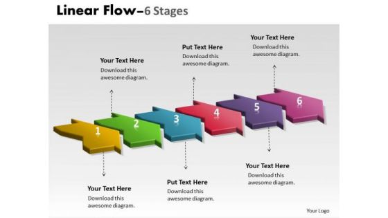 Sales Diagram Linear Flow 6 Stages Business Finance Strategy Development