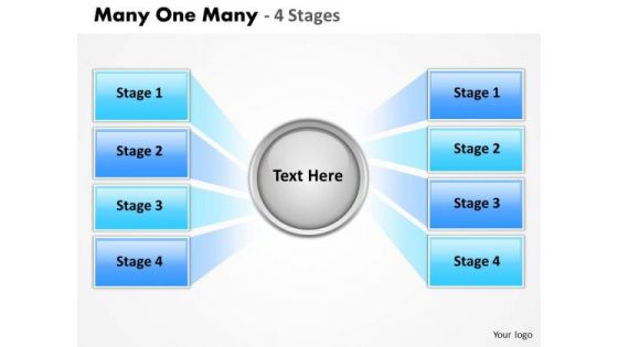 Sales Diagram Many One Many 4 Stages Business Diagram