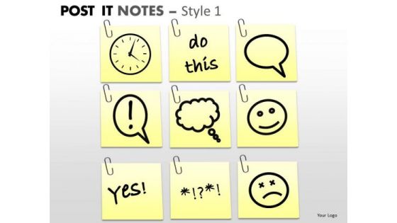 Sales Diagram Post It Notes Style Business Framework Model