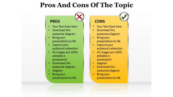 Sales Diagram Pros And Cons Of The Topic Editable Marketing Diagram