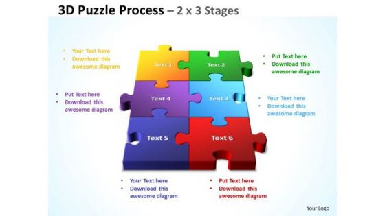 Sales Diagram Strategy Diagram 3d Puzzle Process 2 X 3 Stages Mba Models And Frameworks