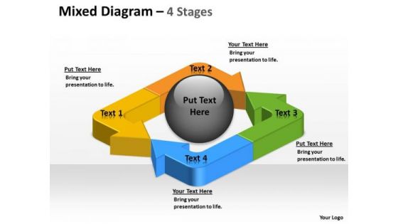 Sales Diagram Unidirectional Mixed Arrow Diagram 4 Stages Mba Models And Frameworks