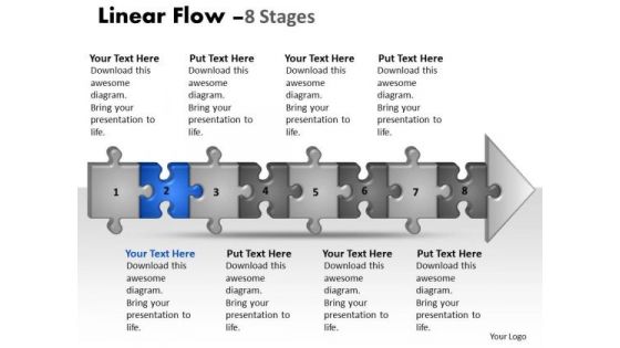 Sales Ppt Template Linear Flow 8 Stages Style1 Project Management PowerPoint 3 Image