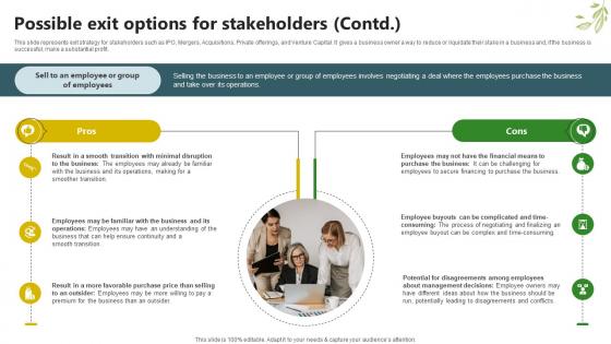 Sample Trugreen Business Plan Possible Exit Options For Stakeholders BP SS V