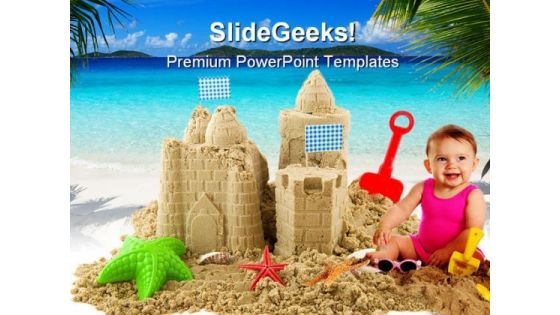 Sandcastle Beach PowerPoint Backgrounds And Templates 0111