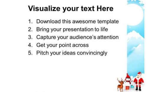 Santa And Snowman On Snowflakes Background PowerPoint Templates Ppt Backgrounds For Slides 1212