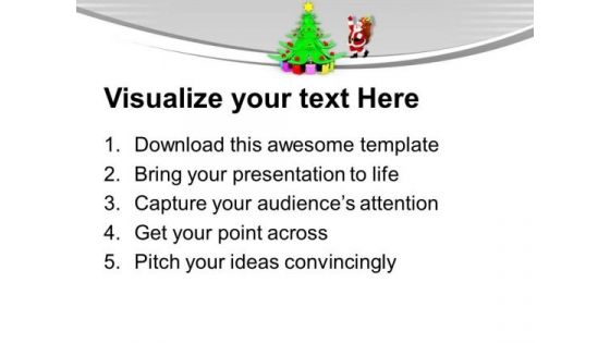 Santa Claus Dancing Around Christmas Tree PowerPoint Templates Ppt Backgrounds For Slides 1212