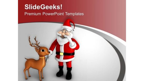 Santa Claus Wishing Christmas Festival PowerPoint Templates Ppt Backgrounds For Slides 0413