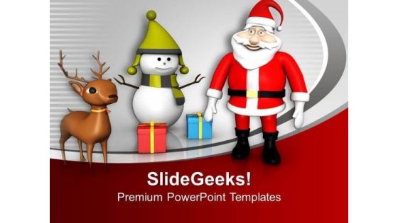 Santa Claus With Gifts Christmas Theme PowerPoint Templates Ppt Backgrounds For Slides 0113