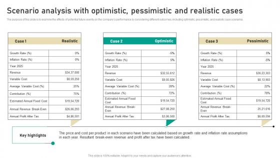 Scenario Analysis With Optimistic Pessimistic Digital Marketing Business Structure Pdf