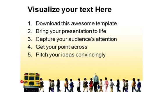 School Bus Travel PowerPoint Template 0810
