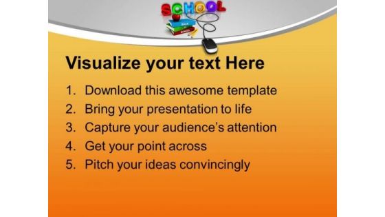 School Connected To Mouse Online Education PowerPoint Templates Ppt Backgrounds For Slides 0313