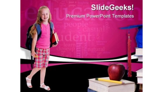 School Girl Education PowerPoint Template 0810