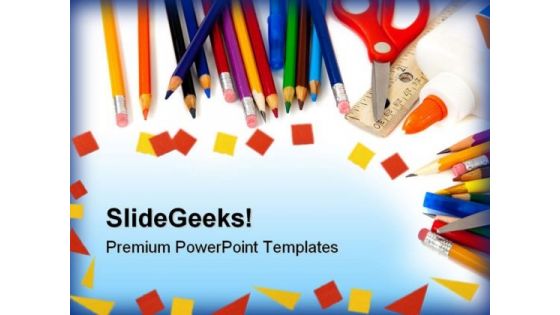 School Supplies Education PowerPoint Template 1010