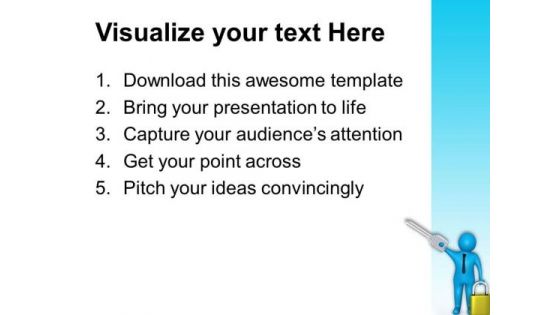 Secure Solutions Key And Lock PowerPoint Templates Ppt Backgrounds For Slides 0813