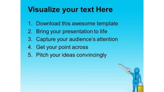 Secure Solutions Key And Lock PowerPoint Templates Ppt Backgrounds For Slides 0813