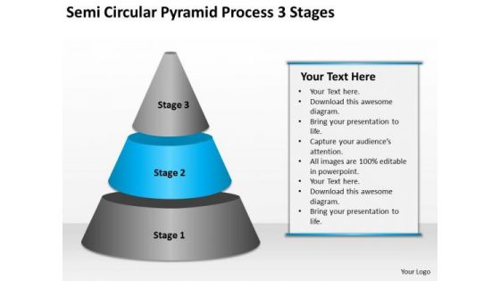Semi Circular Pyramid Process 3 Stages Ppt Business Plan Proposal PowerPoint Slides