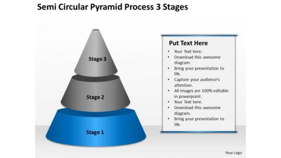 Semi Circular Pyramid Process 3 Stages Ppt Business Plan Writer PowerPoint Templates