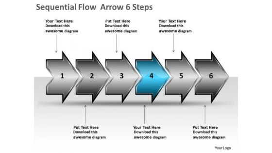 Sequential Flow Arrow 6 Steps Manufacturing Process Diagram PowerPoint Templates