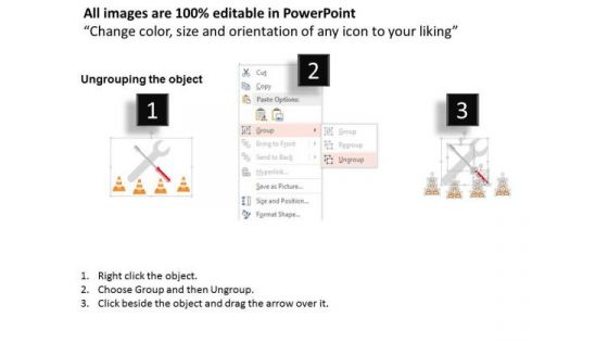 Service Tools With Traffic Cones PowerPoint Templates