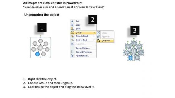 Seven Colorful Text Boxes Demonstrating 7 Different Issues Circular Gear Network PowerPoint Slides