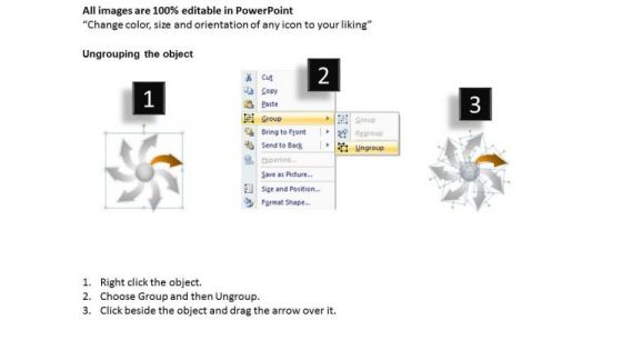 Seven Diverging Steps To Perform A Circular Task Arrow Cycle Diagram PowerPoint Templates
