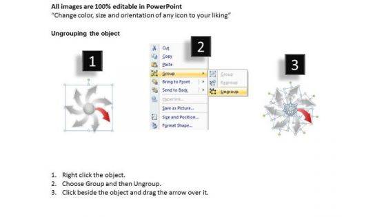 Seven Diverging Steps To Perform A Circular Task Cycle Diagram PowerPoint Template