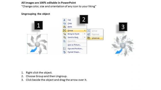 Seven Diverging Steps To Perform A Circular Task Flow Chart PowerPoint Slide