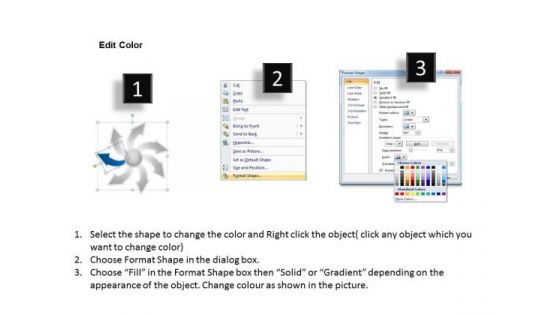 Seven Diverging Steps To Perform A Circular Task Flow Chart PowerPoint Slides