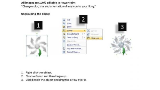 Seven Diverging Steps To Perform Circular Task Flow Chart PowerPoint Slides