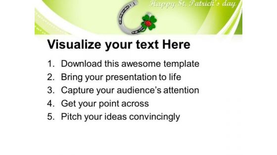 Shamrock With Lucky Symbol Patricks Day PowerPoint Templates Ppt Backgrounds For Slides 0313