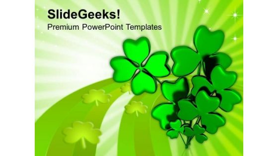 Shamrock With Message Happy Patricks Day PowerPoint Templates Ppt Backgrounds For Slides 0313