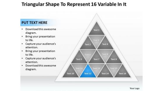Shape To Represent 16 Variable In It Ppt Format Business Plan PowerPoint Templates