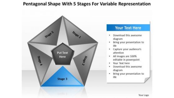 Shape With 5 Stages For Variable Representation Business Plan PowerPoint Slides