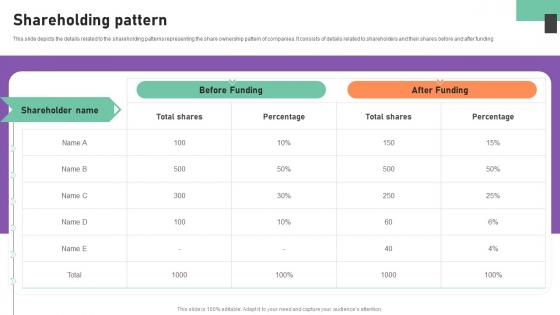 Shareholding Pattern Financial Management Software Capital Raising Deck Professional Pdf