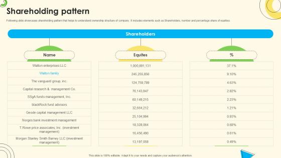 Shareholding Pattern Sales Pitch Deck For Online Retail Ppt Template
