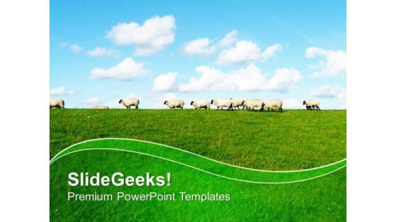 Sheep With Sky Background PowerPoint Templates Ppt Backgrounds For Slides 0613