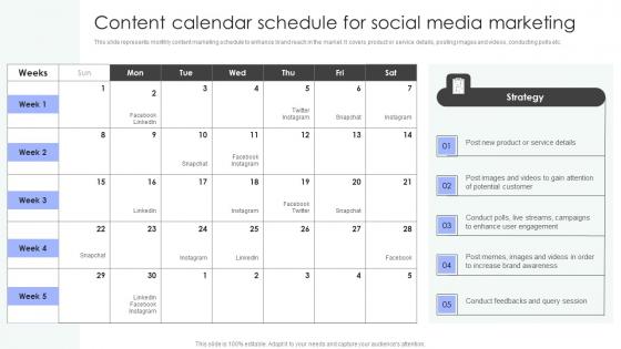 Shopper Marketing Strategy To Enhance Content Calendar Schedule For Social Media Topics Pdf