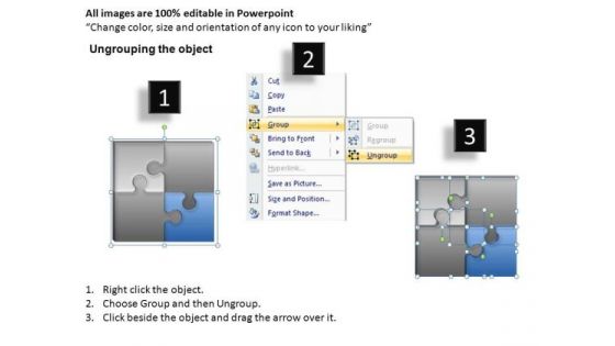 Show Synergies With 3d Puzzle Pieces 2x2 PowerPoint Slides And Ppt Diagram Templates