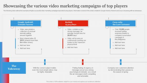 Showcasing Various Video Marketing Branding Strategy To Gain Competitive Edge Brochure Pdf