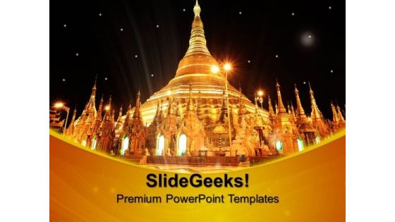 Shwedagon Pagoda At Night Yan Religion PowerPoint Templates And PowerPoint Themes 0712