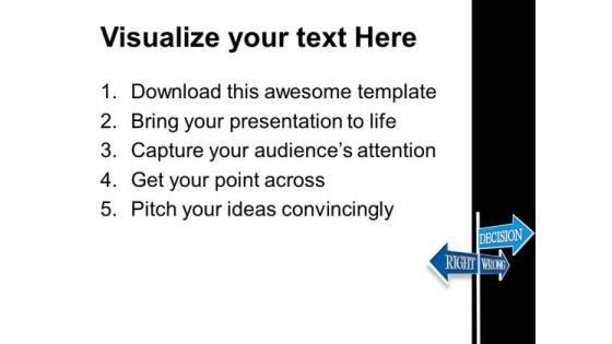 Signboard Showing Right And Wrong Business PowerPoint Templates Ppt Backgrounds For Slides 1112