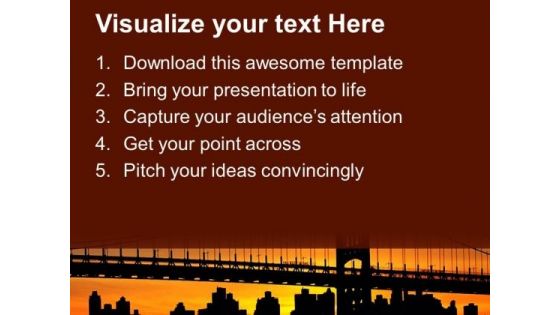 Silhouette Of Bridge Over Sunset PowerPoint Templates Ppt Backgrounds For Slides 0213