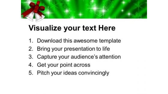Silver Bells And Maroon Bow PowerPoint Templates Ppt Backgrounds For Slides 1212