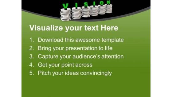 Silver Coins With Word Vision PowerPoint Templates Ppt Backgrounds For Slides 0713