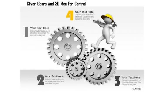 Silver Gears And 3d Men For Control Ppt Graphics Icons